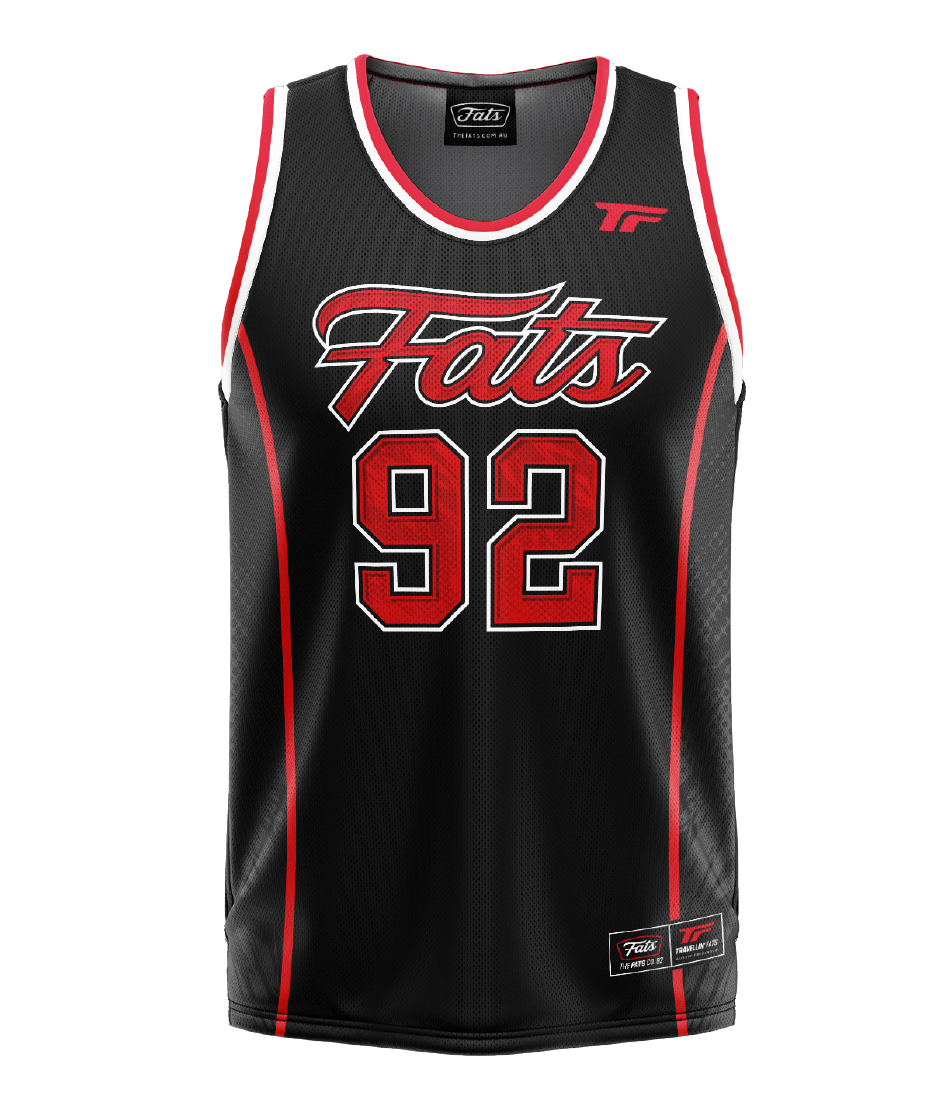 BULLS- BASKETBALL SINGLET- BLACK/RED