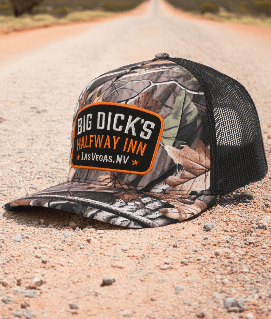 BIG DICK'S CAMO- TRUCKER CAP- MID PROFILE
