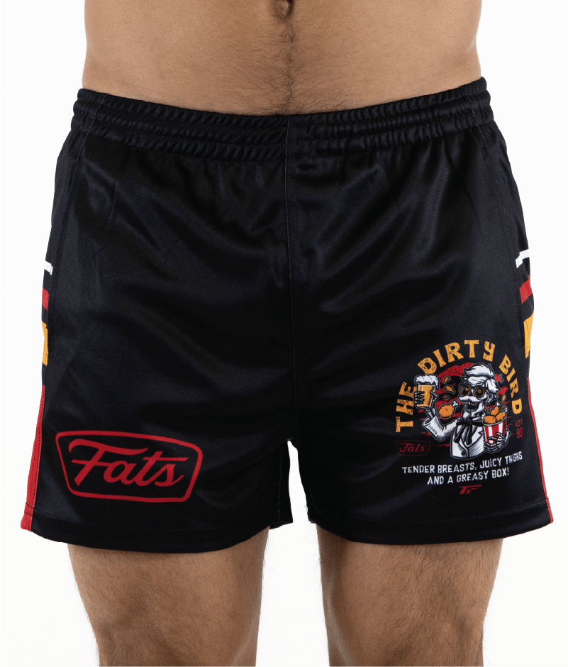 DIRTY BIRD- FOOTY SHORTS (WITH ZIP SIDE POCKETS)