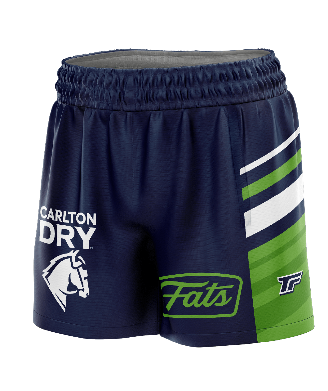 GREEN MACHINE- FOOTY SHORTS- WITH ZIP SIDE POCKETS