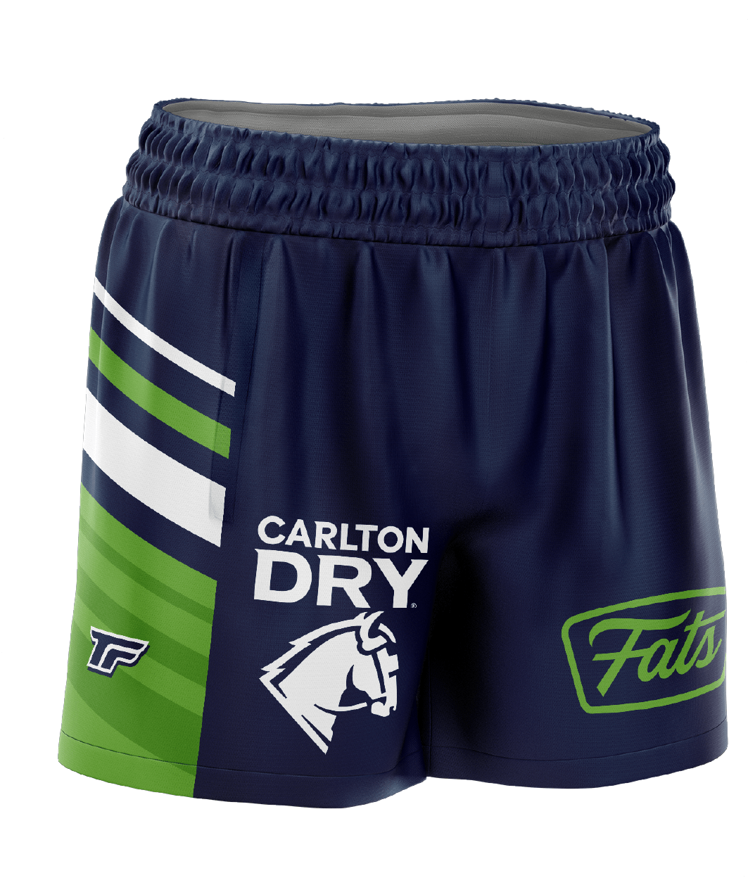 GREEN MACHINE- FOOTY SHORTS- WITH ZIP SIDE POCKETS