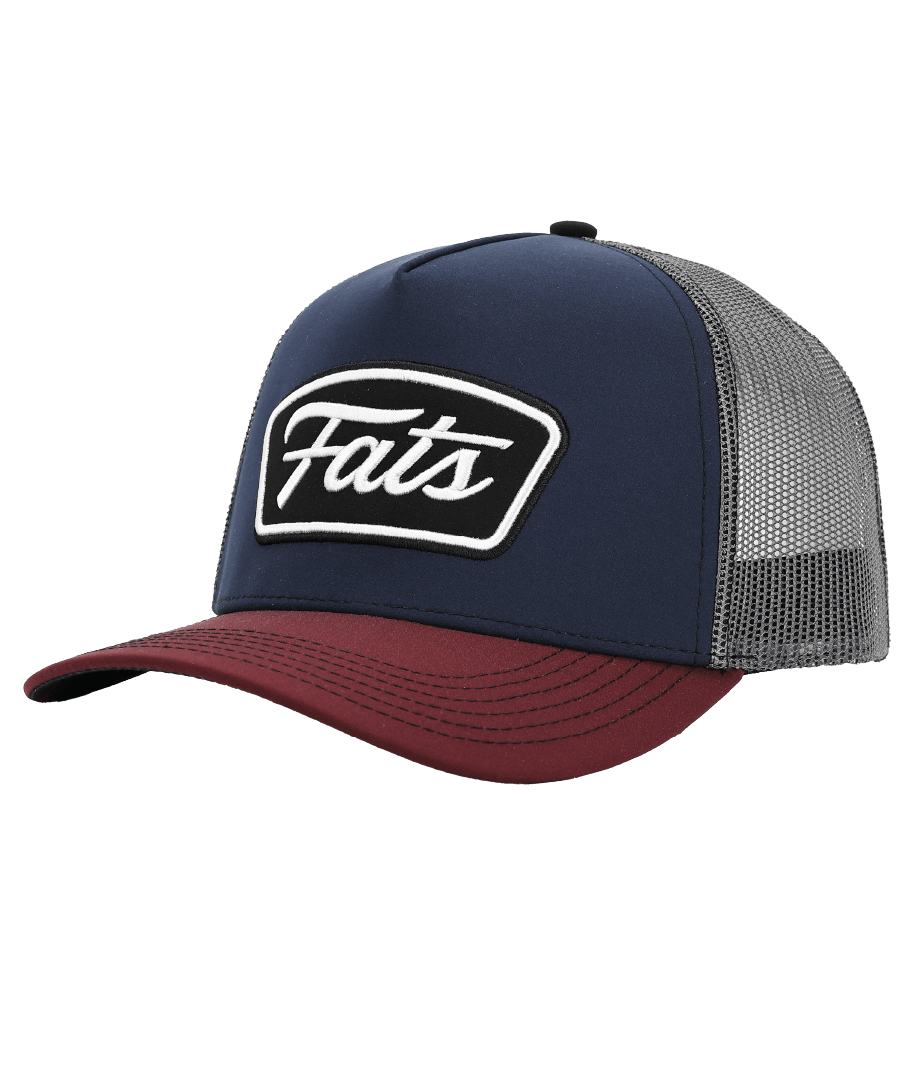 SHOOTER (NAVY/MAROON)- TRUCKER CAP- MID PROFILE