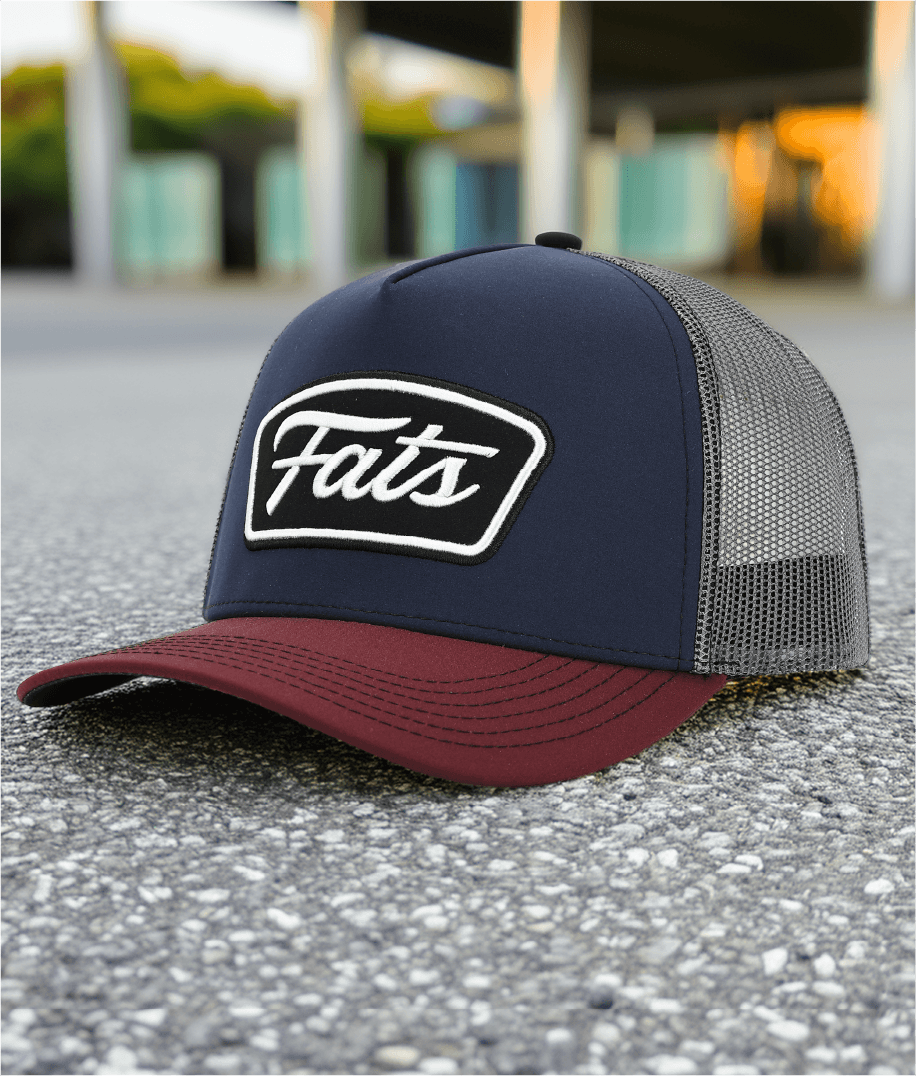 SHOOTER (NAVY/MAROON)- TRUCKER CAP- MID PROFILE