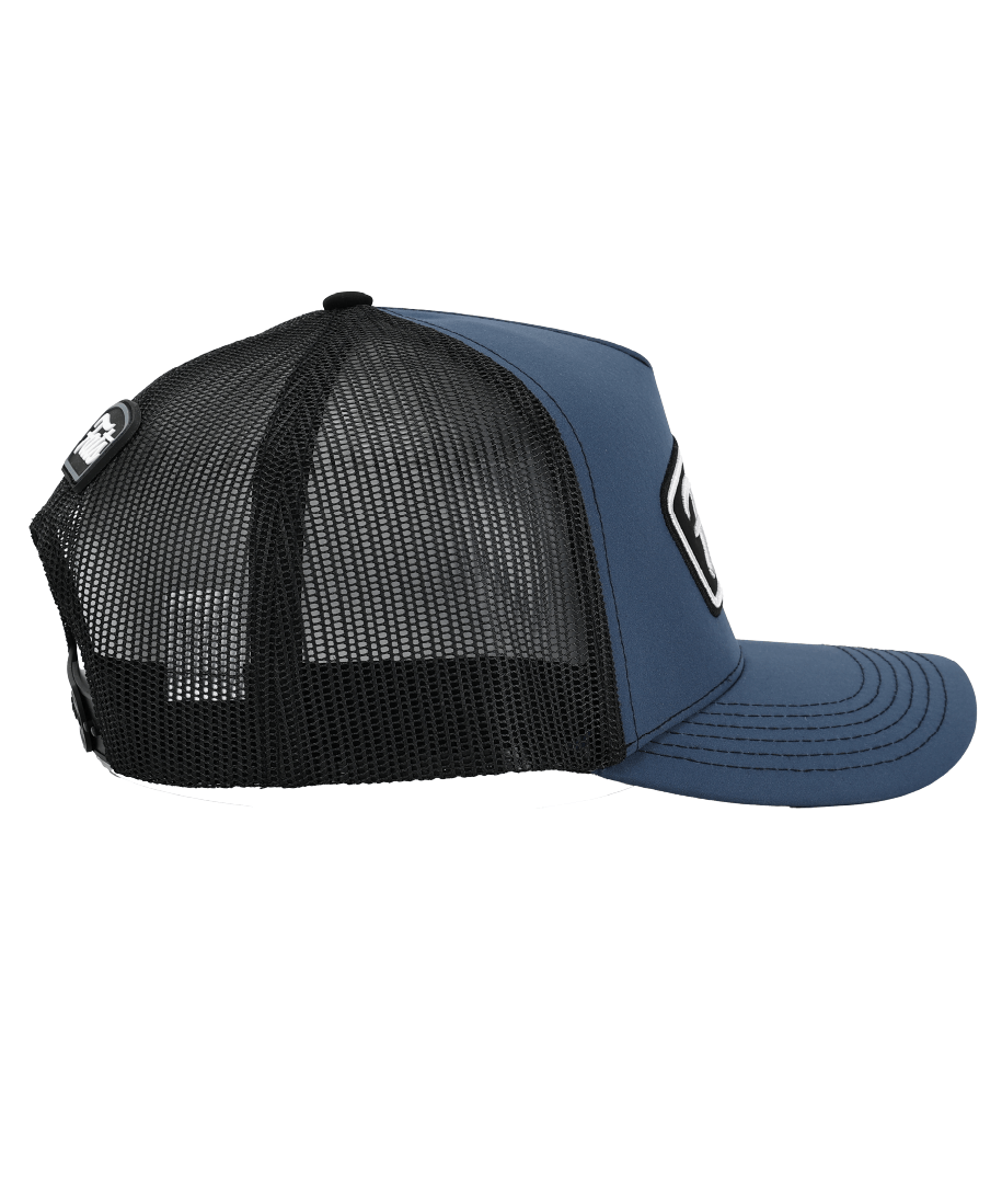 SHOOTER (INDIGO/BLACK)- TRUCKER CAP- MID PROFILE