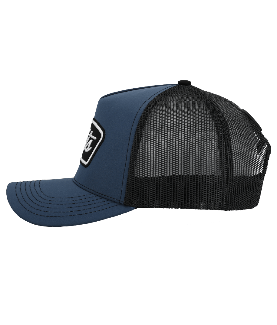 SHOOTER (INDIGO/BLACK)- TRUCKER CAP- MID PROFILE
