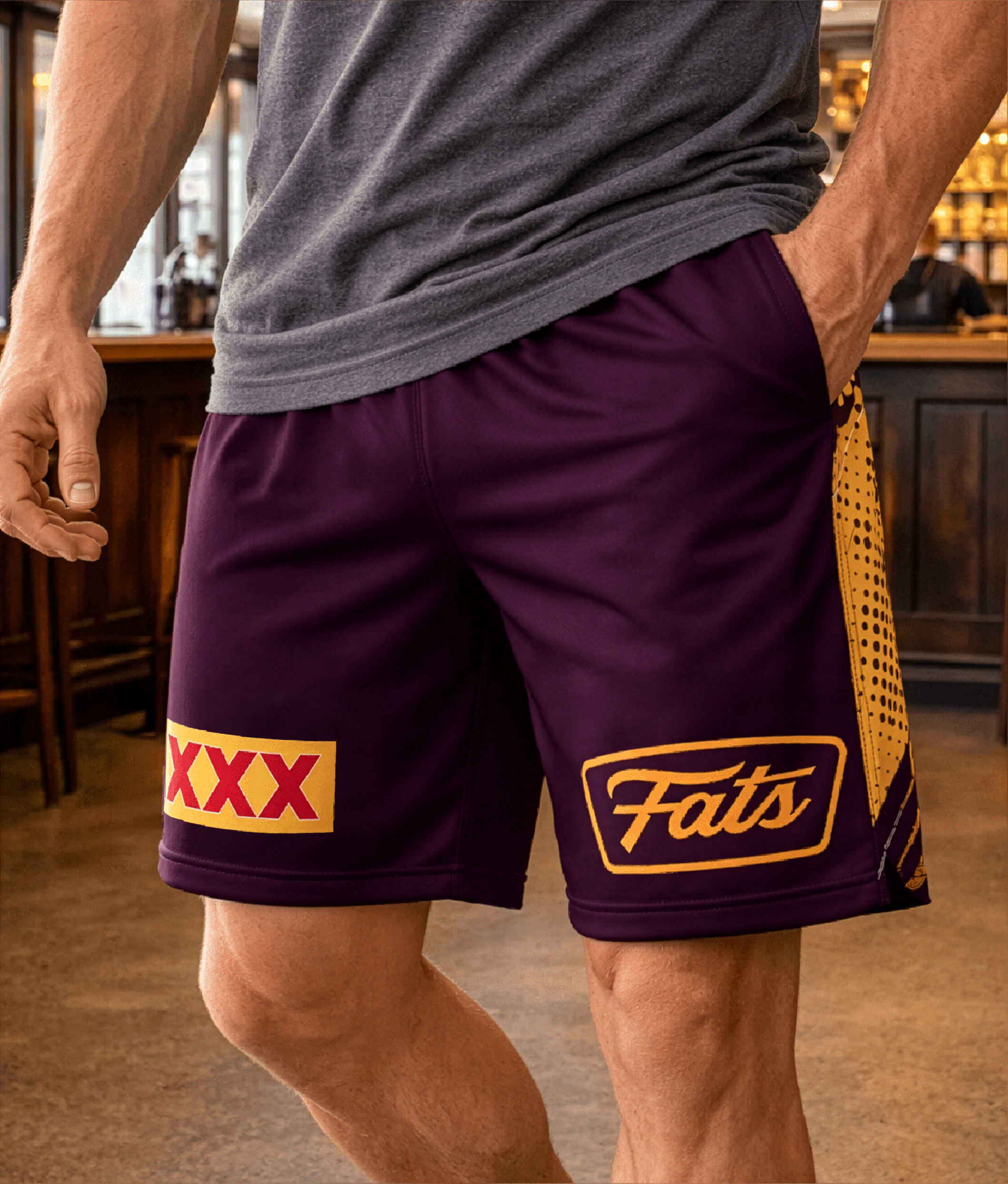 BANGER- SHORTS (MAROON/GOLD)