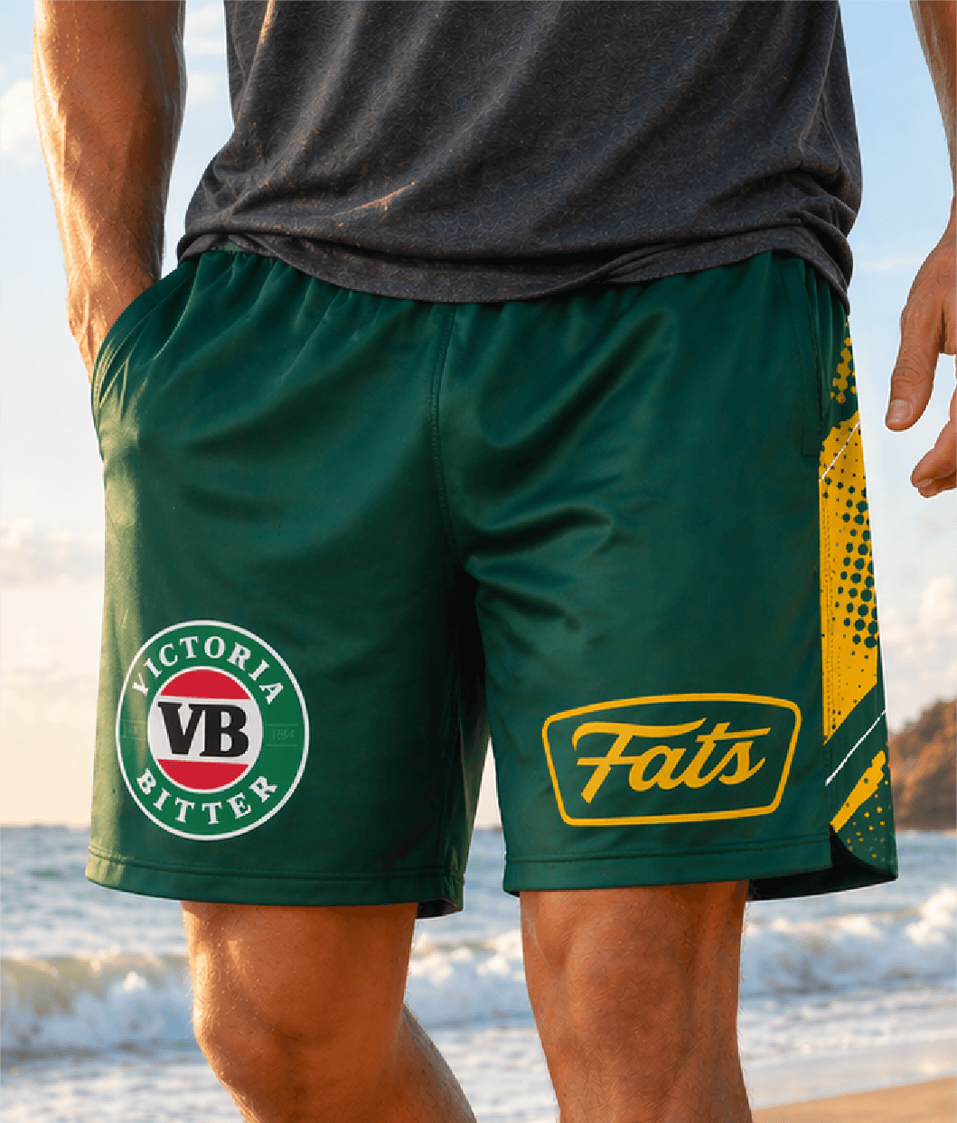 BANGER- SHORTS (GREEN/GOLD)