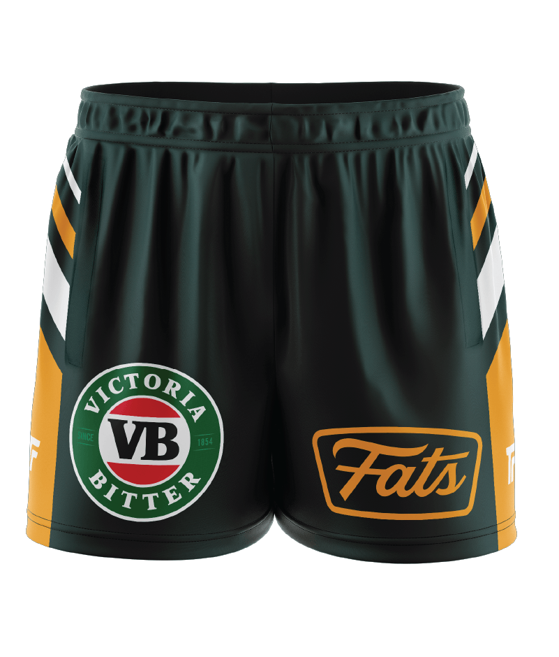 STRAYA- FOOTY SHORTS- WITH ZIP SIDE POCKETS