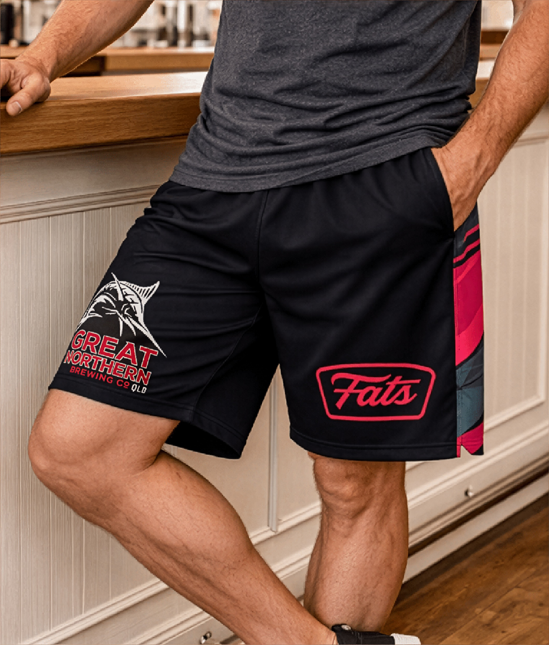 BANGER- SHORTS (BLACK/RED)
