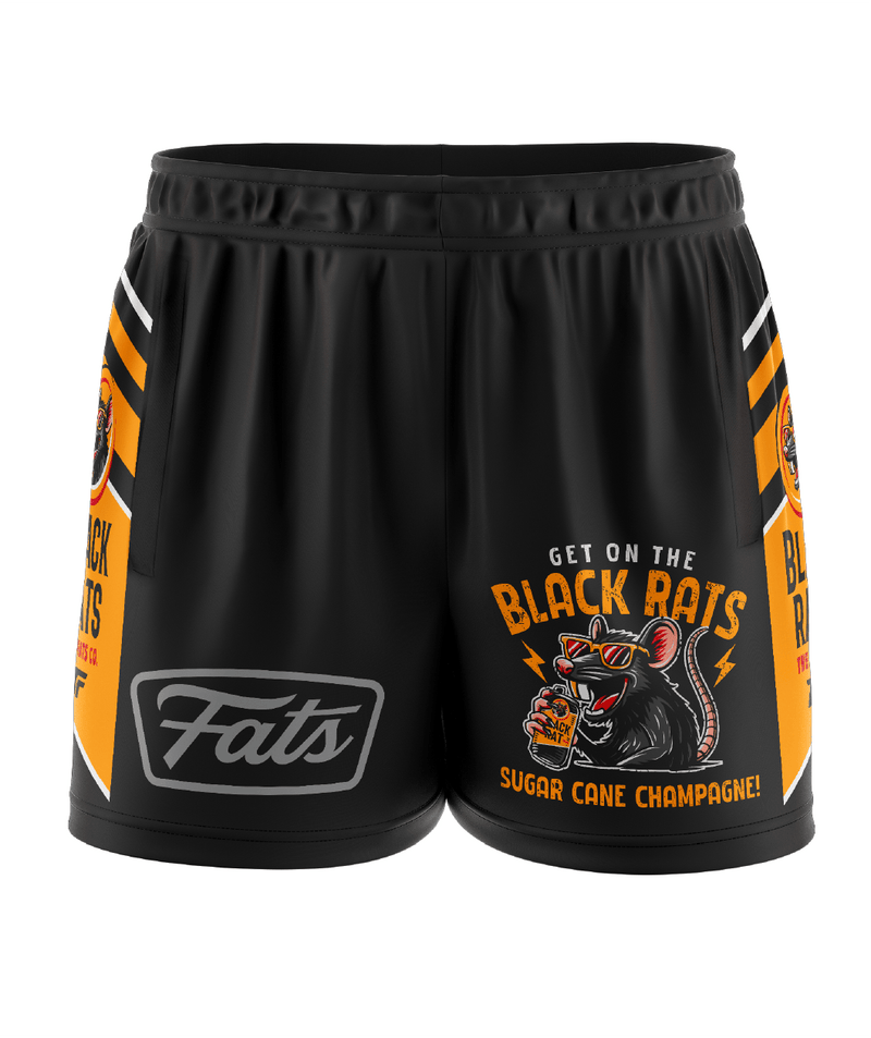 BLACK RATS- FOOTY SHORTS- WITH ZIP SIDE POCKETS