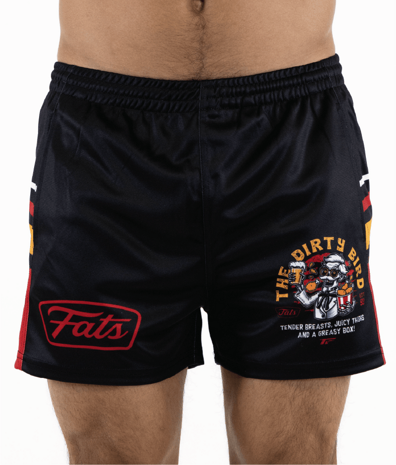 DIRTY BIRD- FOOTY SHORTS (WITH ZIP SIDE POCKETS)