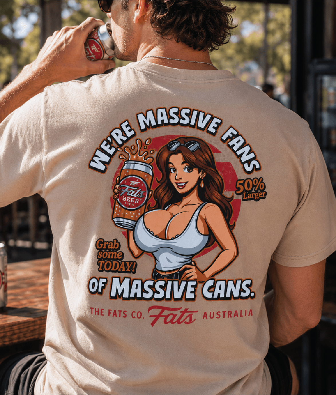MASSIVE FANS- TEE- (SANDSTONE)