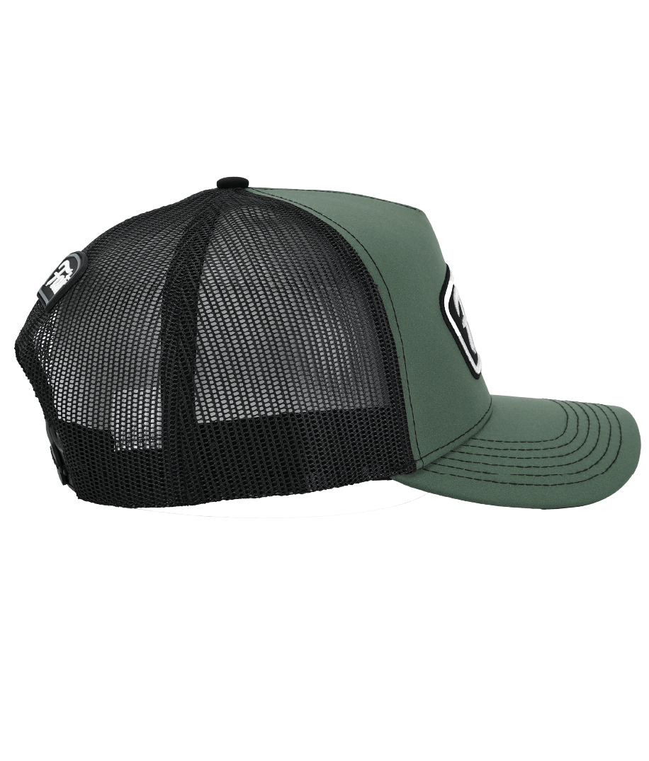 SHOOTER (OLIVE/BLACK)- TRUCKER CAP- MID PROFILE