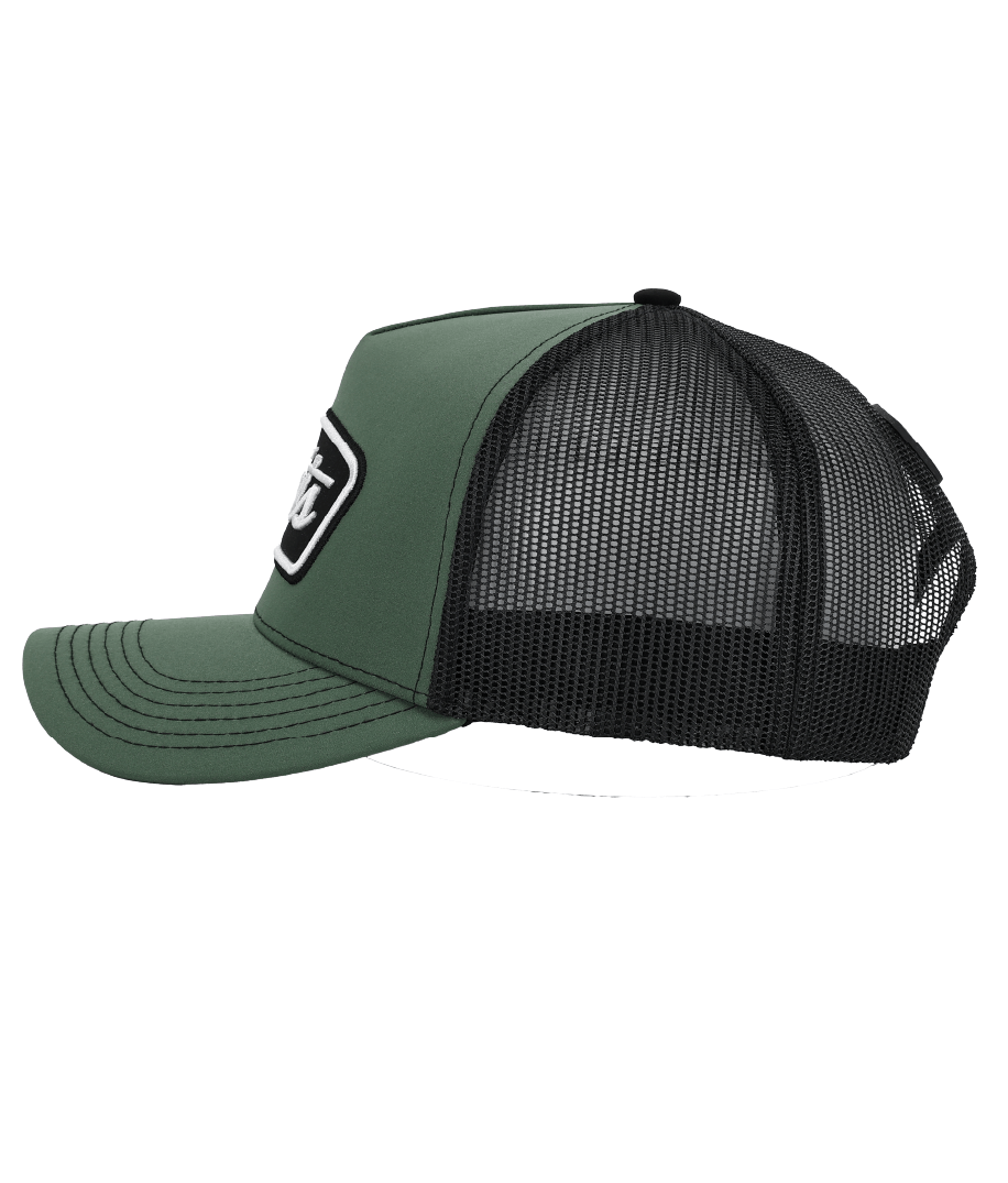 SHOOTER (OLIVE/BLACK)- TRUCKER CAP- MID PROFILE