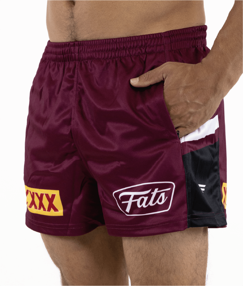 UP NORTH- FOOTY SHORTS- WITH ZIP SIDE POCKETS